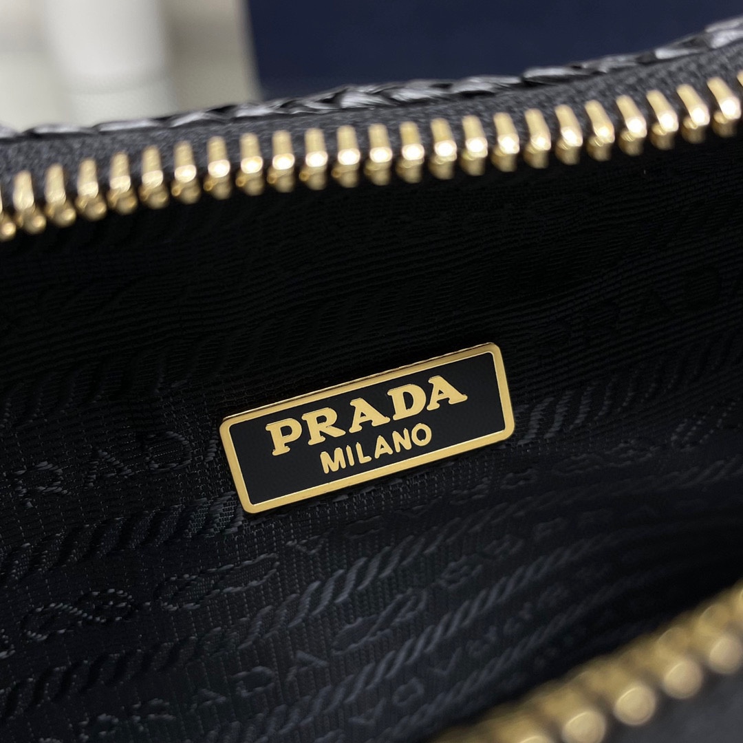 Prada Re Edition 2005 Crochet Shoulder Bag Black 1BH204